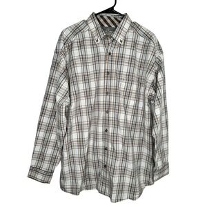 Panhandle Shirt Men'sL Large Tuf Cooper Performance Western Brown Plaid Button I
